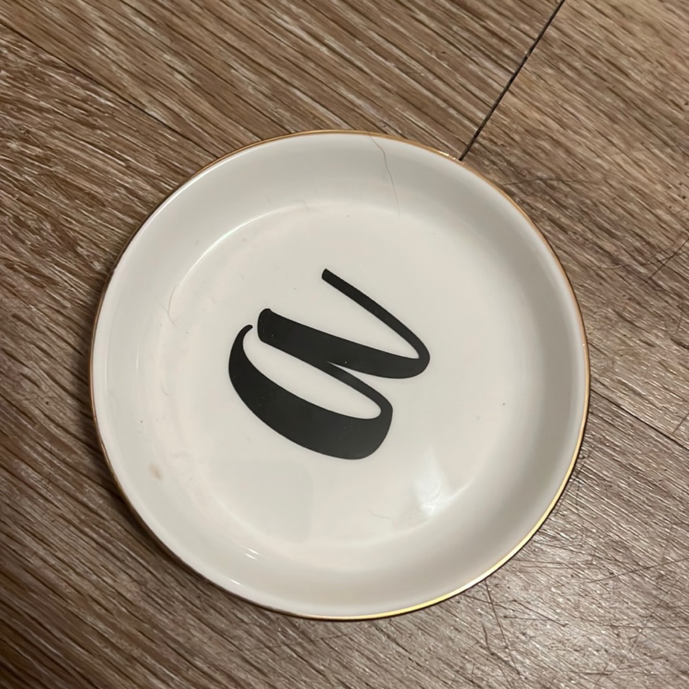 “A” initial jewelry dish